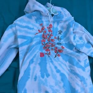 Blue and White Tie Die Hoodie